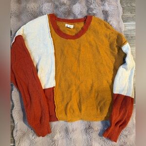 Yes Lola long sleeve orange patchwork shirt, size large